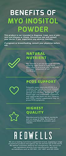 Myo Inositol Powder REDWELLS PCOS & Fertility GMO Free Vegan - 100g Pack