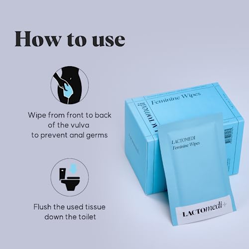 LACTOMEDI Feminine Wipes | Unscented Feminine Wipes | Individually Wrapped | pH-Balanced Feminine