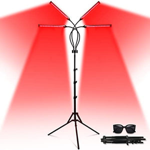 Devowellte Red Light Lamp for Face, 80 LEDs Red Light Lamp Height Free Adjustment Infrared Light