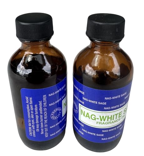 Premium Fragrance Oil 2 Bottles Nag-Musk or Nag-White Sage, 2 Ounces Each in a Glass Bottle
