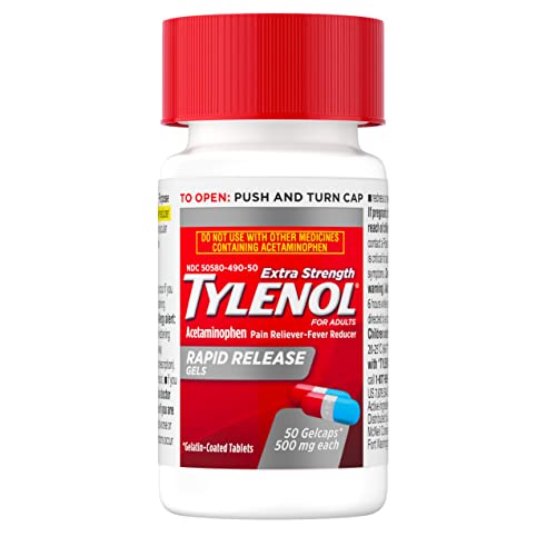 Tylenol Extra Strength Acetaminophen Rapid Release Gels for Pain & Fever, 50 Count