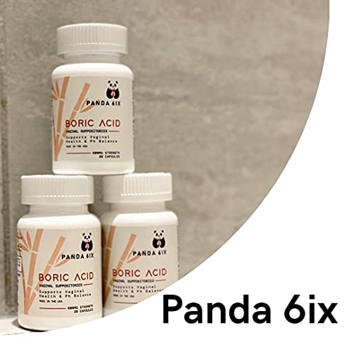 Panda 6ix Boric Acid Vaginal Suppositories 30 Capsules, 600mg Made in The USA- Feminine Health Support
