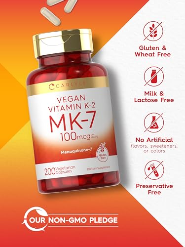 Carlyle Vitamin K2 MK7 100mcg | 200 Vegan Capsules | Menaquinone-7 Supplement