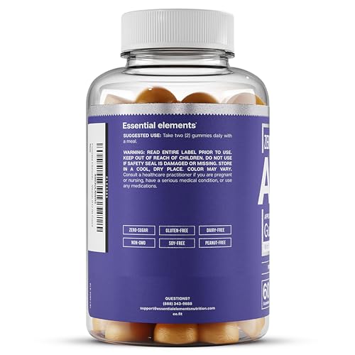 Essential Elements Zero-Sugar ACV Apple Cider Vinegar Gummies from “The Mother”