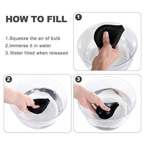 RANEU Enema Bulb Douche Enema Kit for Women & Men with 3 Nozzles (Black, 4 Piece Set)