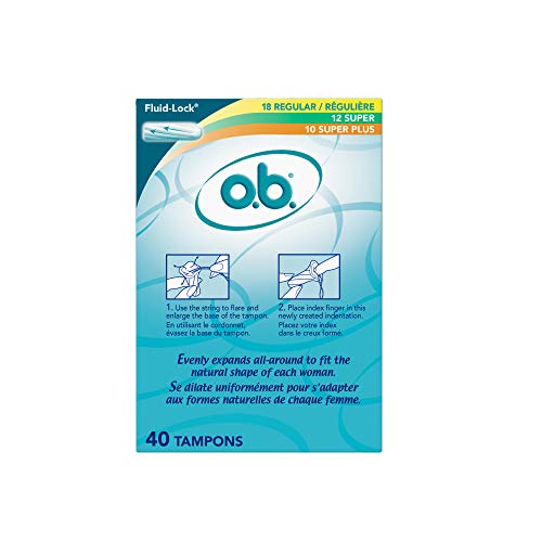 o.b. Tampons Multipack | Non-Applicator Tampon, Unscented | Regular/Super/Super Plus Tampons, 40ct
