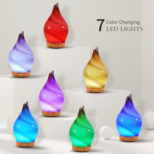 Porseme 100ml Glass Essential Oil Diffuser Aromatherapy Ultrasonic Cool Mist Humidifier 4 Running Hours