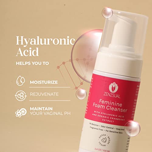 ZENZSUAL Feminine Foam Cleanser with Hyaluronic Acid and Organic Cranberry Extract – PH Balance