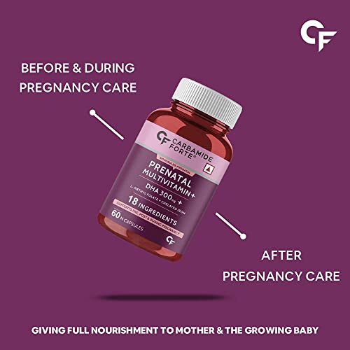 Roti Prenatal Multivitamin for Pregnancy with 300mg DHA & 18 Ingredients - 60 Capsules