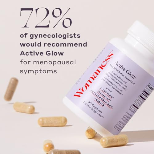 Womaness Active Glow Hair Skin and Nails Vitamins - Biotin, Longvida Curcumin & Hyaluronic Acid