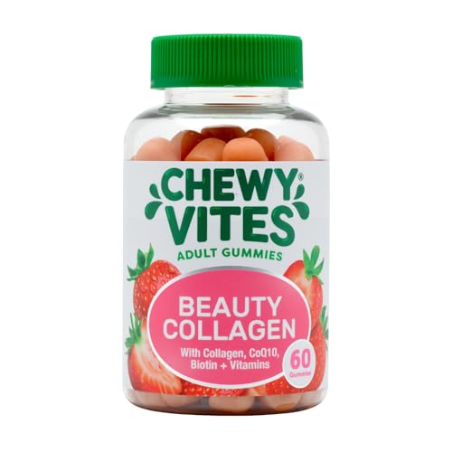 Chewy Vites Beauty Collagen 60 Gummy Vitamins |Hydrolised Collagen, CoQ10, Biotin + Vitamins | 1 Month Supply | Real Fruit Juice | Berry Flavour | 2-a-Day |