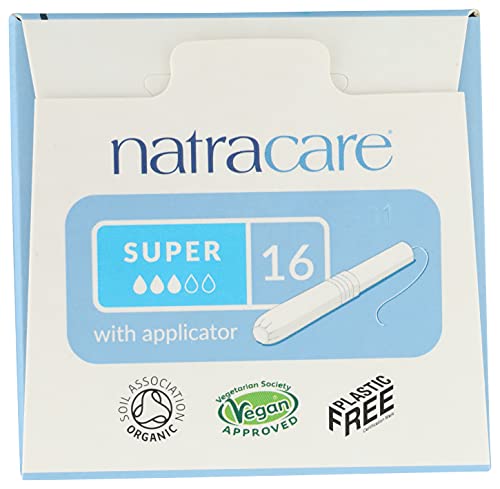 Natracare Organic Cotton Super Tampons with Cardboard Applicator, Plastic Free, Chlorine Free