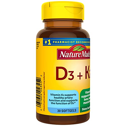 Nature Made Vitamin D3 K2, 5000 IU (125 mcg) Vitamin D, Dietary Supplement for Bone