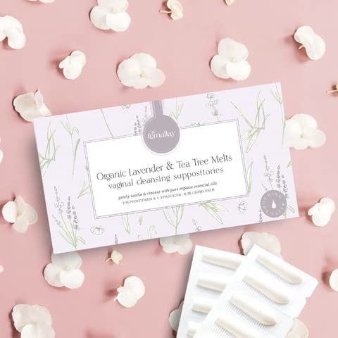 Femallay Lavender and Tea Tree Oil Vaginal Cleansing Suppositories for Hygiene, 100% Natural Melts