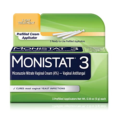 Monistat 3 Day Yeast Infection Treatment for Women, 3 Miconazole Pre-Filled Cream Applicators, 1 Pack