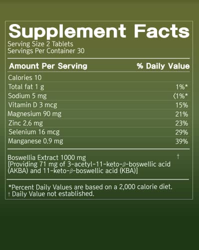 FromBIO for Joints Health and Cartilage, Boswellia, 1,000mg of Boswellia and 71mg of AKBA & KBA