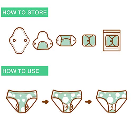 Teamoy 10pcs Cloth Panty Liners, Reusable Sanitary Pads with Wet Bag, Washable Cloth Menstrual Pads