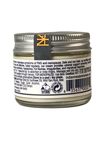 Indian Meadow Herbals Wild Yam Root Cream (2oz) - Organic Balancing Cream for PMS & Menopause Relief