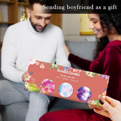 Scented Candles Gift Set, 3 Pack Soy Candles Gift Set Candles for Home Scented, Gifts for Women Men