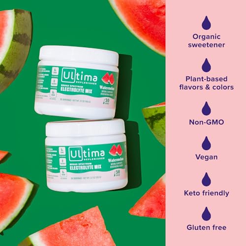 Ultima Replenisher Daily Electrolyte Drink Mix – Watermelon, 30 Servings – Hydration