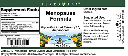 Terravita Menopause Formula Glycerite Liquid Extract (1:5) - No Flavor (1 oz, ZIN: 522712) - 3 Pack