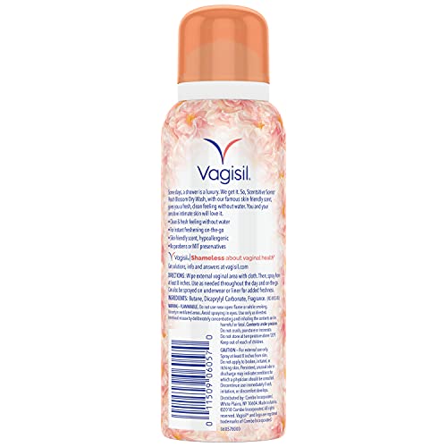 Vagisil Scentsitive Scents Feminine Dry Wash Deodorant Spray for Women, Gynecologist Tested