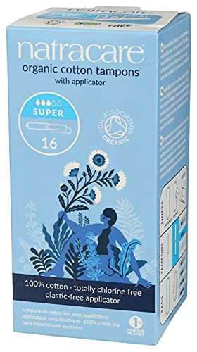 Natracare Organic Cotton Super Tampons with Cardboard Applicator, Plastic Free, Chlorine Free