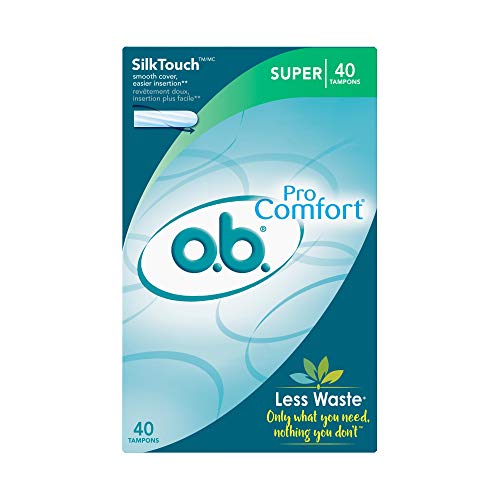 o.b. Pro-Comfort Non-Applicator Tampons, Super Absorbancy, 40 Count (Pack of 1)