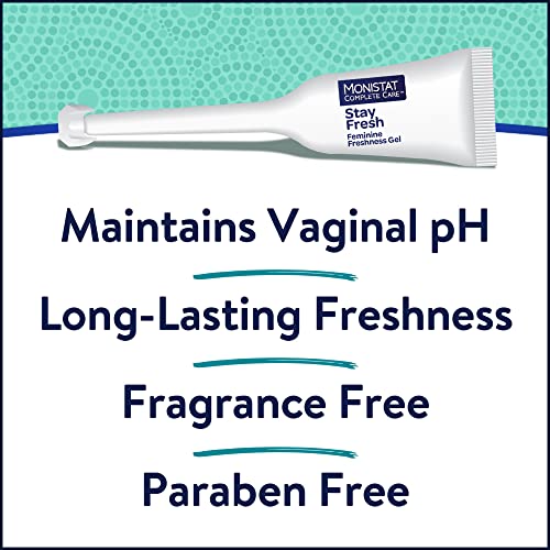 Monistat Stay Fresh Gel, Odor Eliminating Gel for Feminine Care, Fragrance Free Vaginal Gel, Prefilled