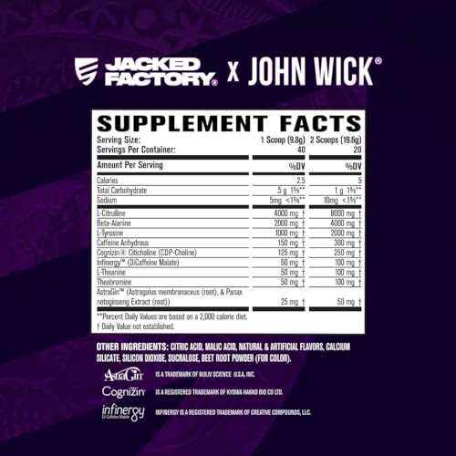 Jacked Factory X John Wick - Wick Mode Pre Workout Powder - Intense Energy, Battle-Rea
