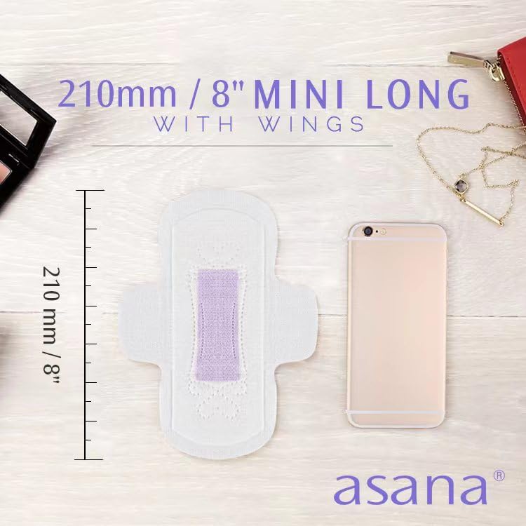 Asana Natural Teen Period Pads Combo Pack (Mini, Mini Long, Liner, and Women Reg - Chlorine Free