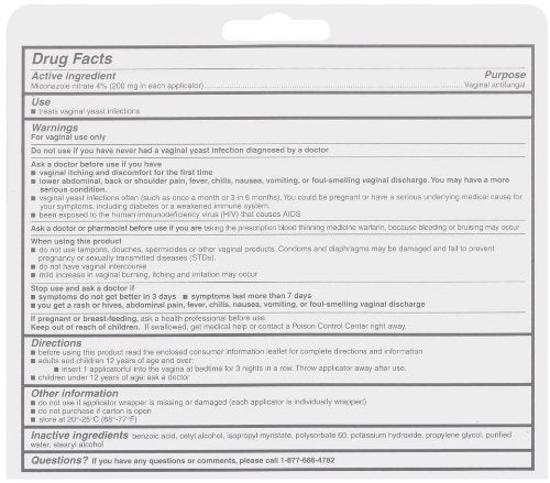 Monistat 3 Vaginal Antifungal Medication, 0.18-Ounce, 3 Prefilled Applicators (Pack of 2)