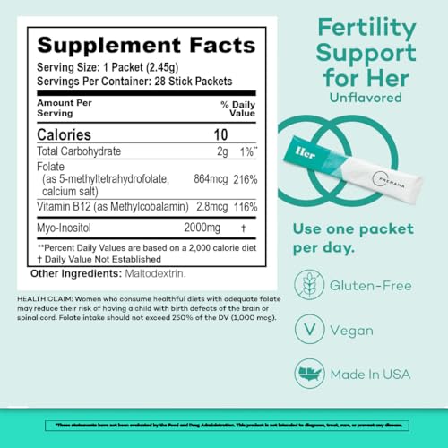 Premama Fertility Support for Her Powder Packets, Multivitamin Supplement