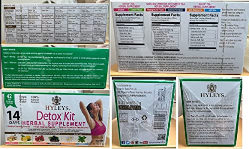 Hyleys Detox Tea 14 Days Kit - 42 Tea Bags - Herbal Supplement - Mother's Mother's Day