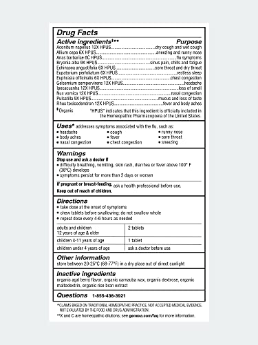 Genexa Flu Fix - 60 Tablets - Multi-Symptom Flu Remedy - Organic, Gluten Free & Non-GMO - Homeopathic