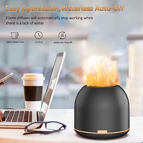 Flame-Light Aroma Diffuser,Ultrasonic Aromatherapy Diffuser with Auto-Off Function Timers