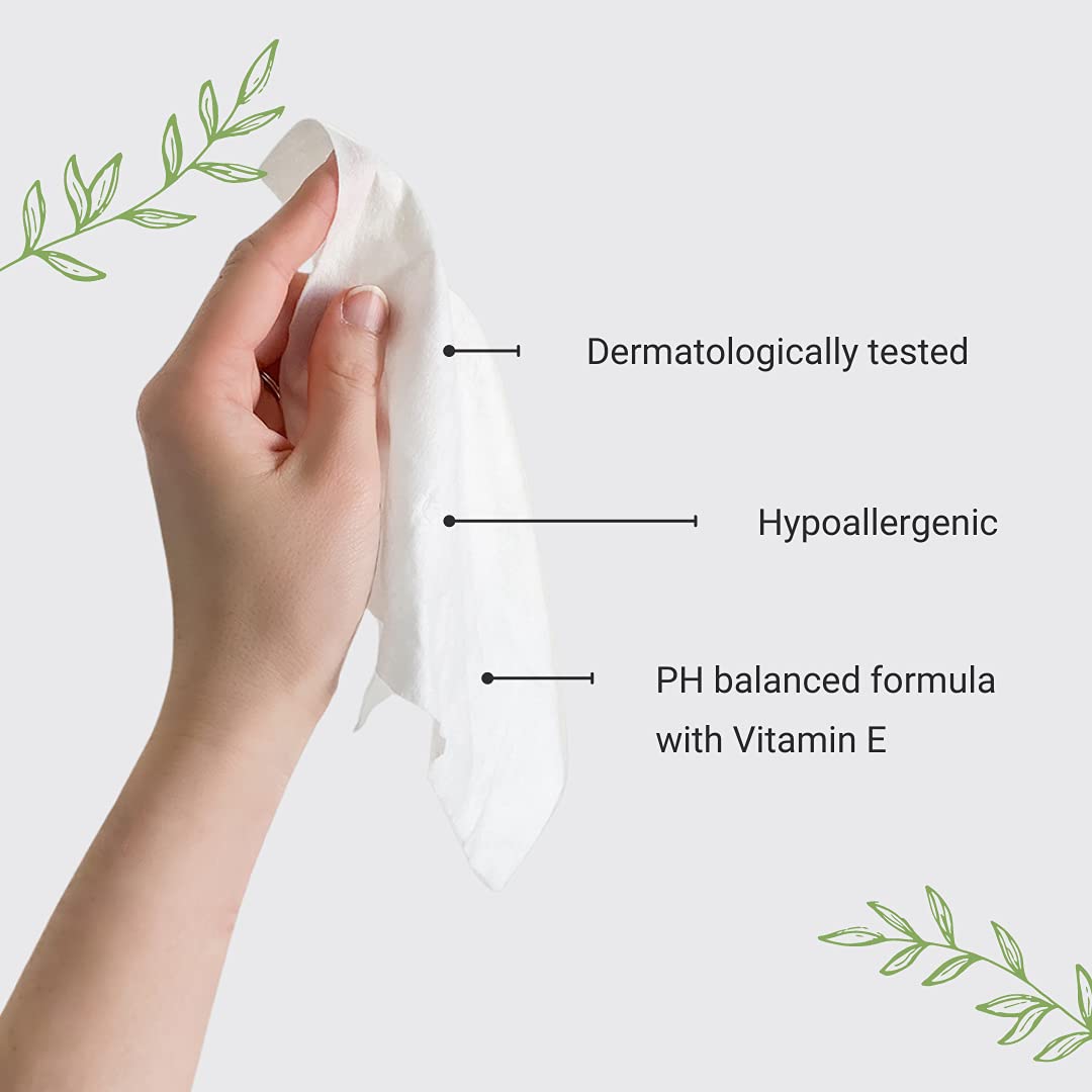 Veeda 100% Natural Cotton PH Balanced Hypoallergenic Feminine Wet Wipes, Safe Cleansing Cloths