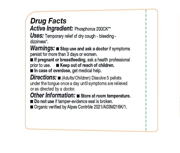 OLLOIS Phosphorus 200ck Organic, Lactose-Free, Kosher Homeopathic Medicine, 80 Pellets (Pack of 3)