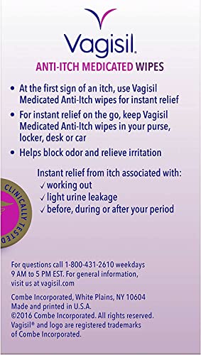 Vagisil Anti-Itch Medicated Wipes, Maximum Strength 12 ea (Pack of 9)