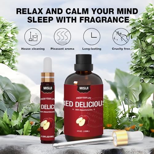 Essential Oils-MISIJI Apple Fragrance Essential Oils for Diffuser for Home 4FL.OZ Plus 0.33,Diffuser Oils Scents