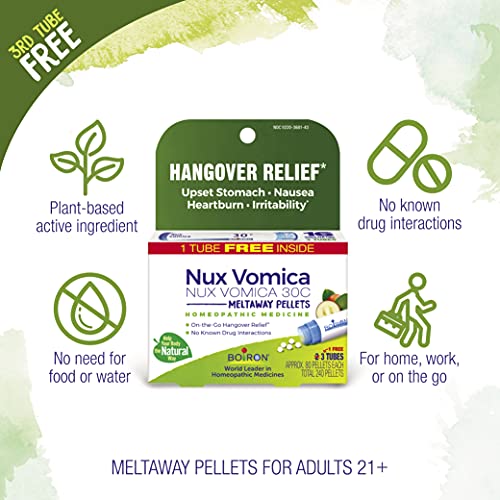 Boiron Nux Vomica 30C Homeopathic Medicine for Hangover Relief, Upset Stomach, Nausea