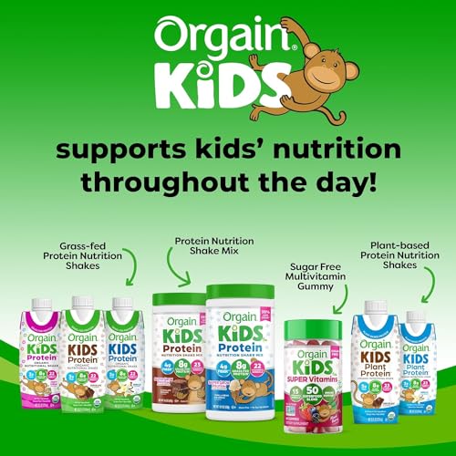 Orgain Organic Kids Nutritional Protein Shake, Strawberry - Kids Snacks with 8g Dairy