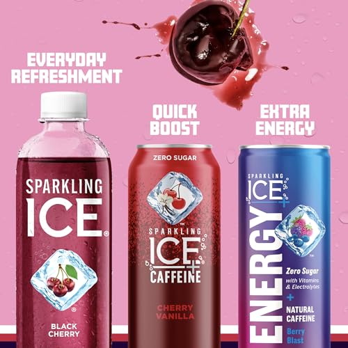 Sparkling Ice, Black Cherry Sparkling Water, Zero Sugar Flavored Water, with Vitamins