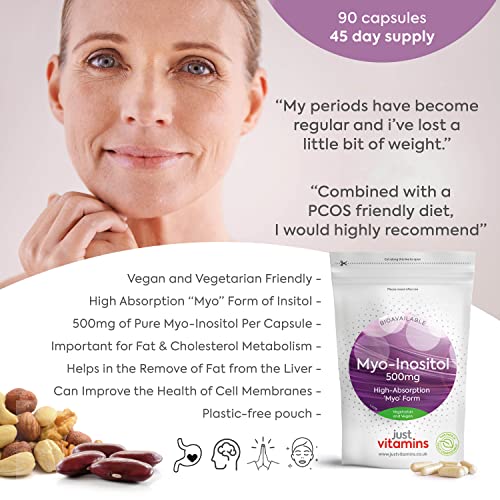 Myo-Inositol Capsules - 500mg x90 Capsules - Pure Premium Quality Myo Inositol Vitamin