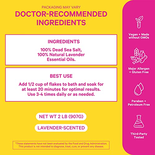 Pink Stork Menopause Flakes: Relaxing Lavender Scented Bath Salts for Women, Pure Magnesium