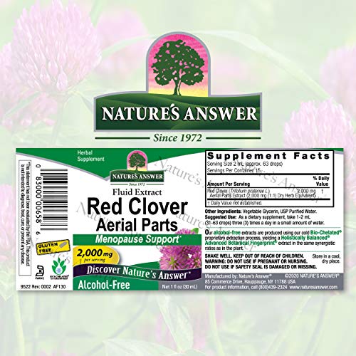 Nature's Answer Alcohol-Free Red Clover Extract Supplement, 1-Fluid Ounce