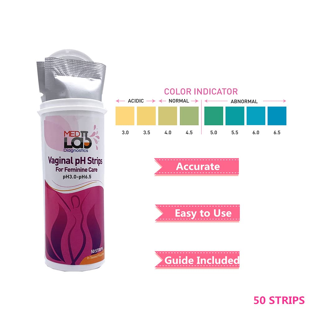 Vaginal ph Test Strips for Women(50 cnt). BV Bacterial Vaginosis and Yeast Infection Test Strips