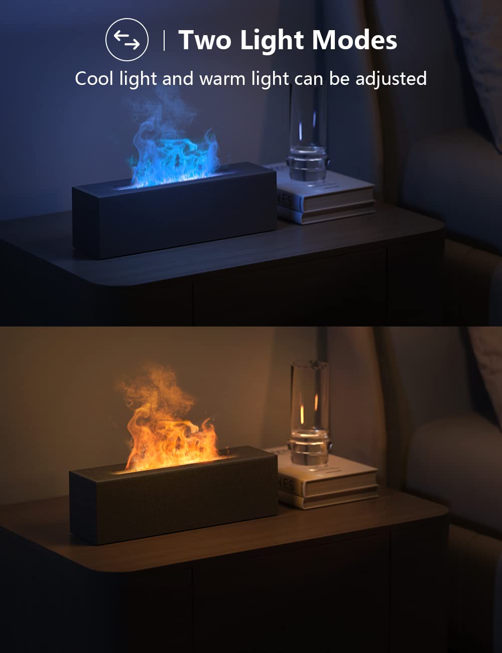 Shiawase Oil Diffuser, 200ml Flame Essential Oil Diffuser/Humidifier, Bedrock Fire Air Scent Diffuser