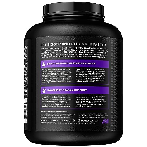 Muscletech Mass Gainer Mass-Tech Extreme 2000, Muscle Builder Whey Protein Powder