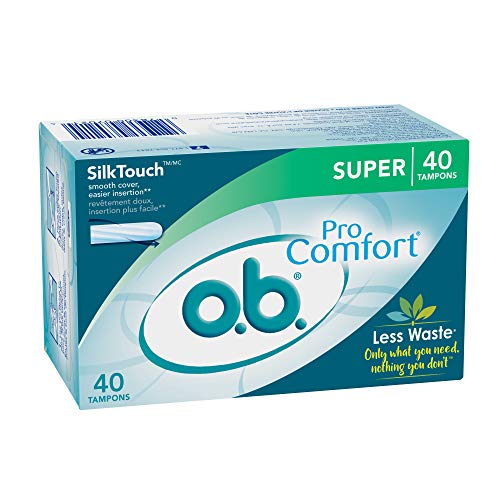 o.b. Pro-Comfort Non-Applicator Tampons, Super Absorbancy, 40 Count (Pack of 1)